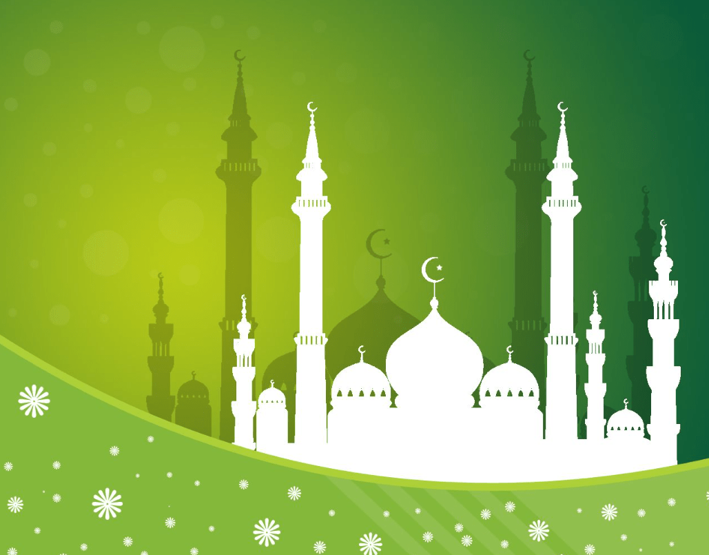 banner background hijau islami kartu ucapan