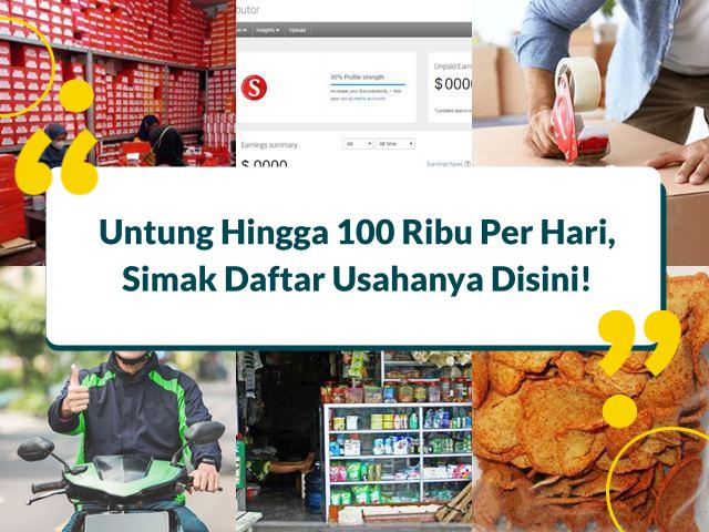 usaha apa yang bisa menghasilkan uang 100 ribu