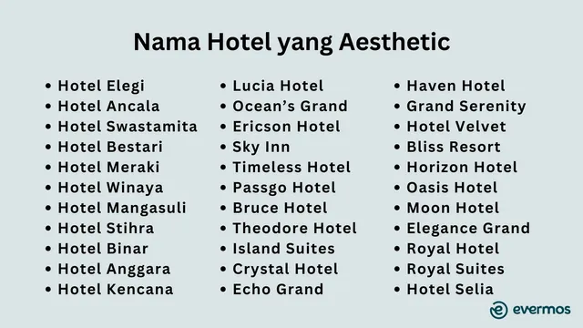 nama hotel aesthetic