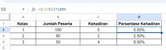 rumus persentase excel